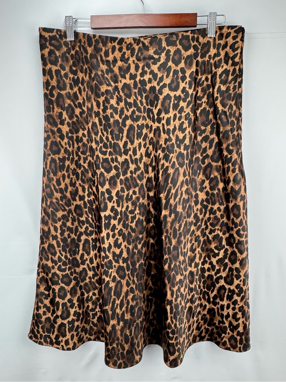 Talbots Leopard Animal Print A-Line Midi Skirt - Brown/Black